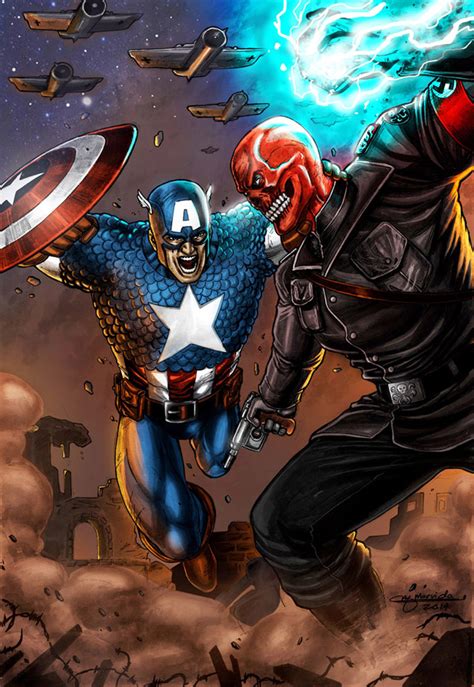 Captain America Vs Red Skull Colored By Markmarvida On Deviantart