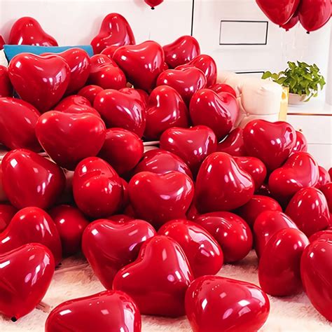 100pcs Valentine's Day Balloons 10 inch Love Heart Shaped LatexBalloons ...