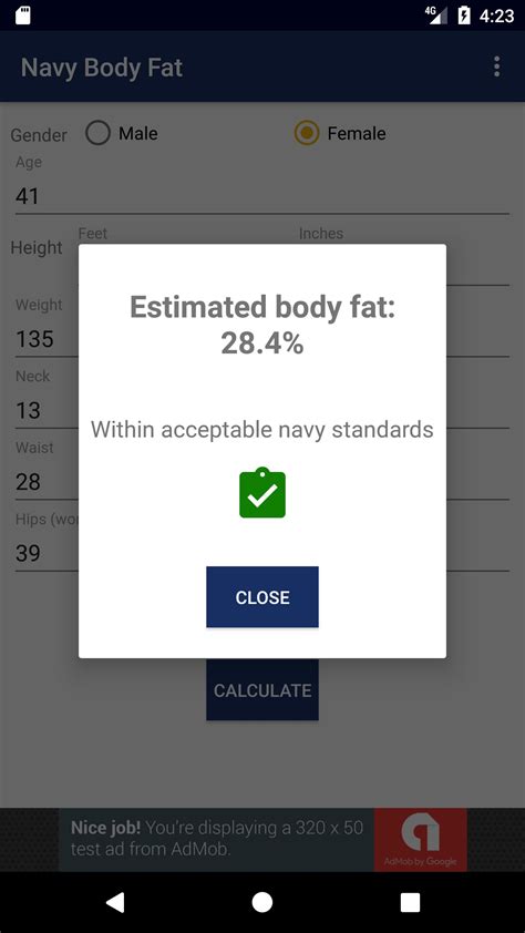 Navy Body Fat Percentage Calculator And Tracker Untuk Android Muat