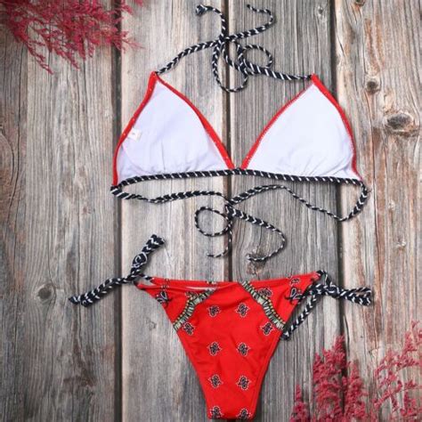 Womens Sexy Brazilian Tie Side Triangle Thong Bikini Set Beach Swimwear Swimsuit EBay