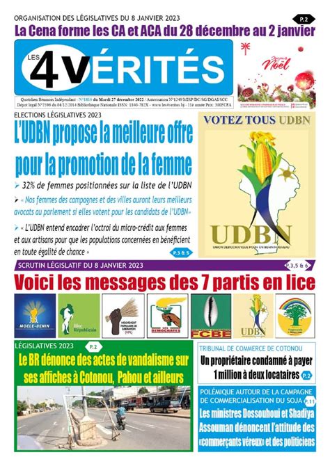 La Une De L Dition Du Mardi D Cembre Du Journal Les V Rit S