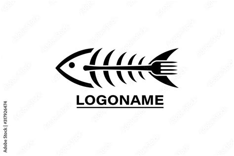 Skeleton fish logo on a white background. Stock Vector | Adobe Stock