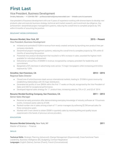 15 Business Development Resume Examples For 2025 Resume Worded