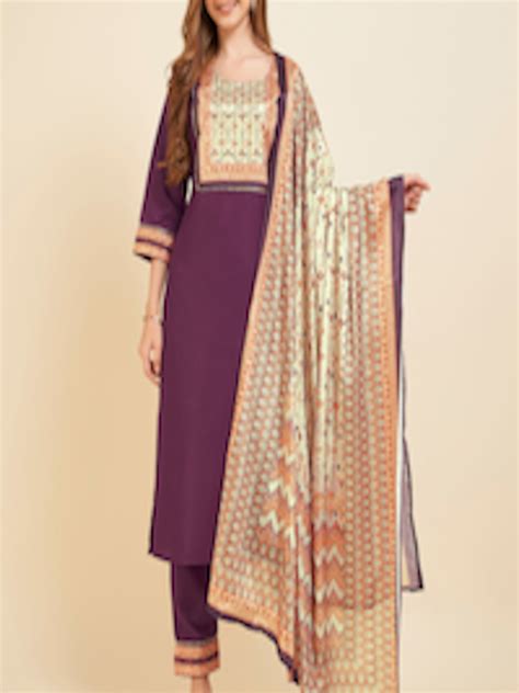 Buy Twika Women Ethnic Motifs Straight Kurta With Trousers Dupatta