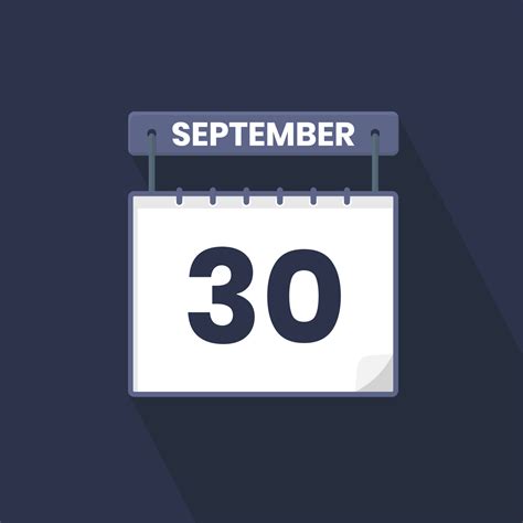 30th September Calendar Icon September 30 Calendar Date Month Icon