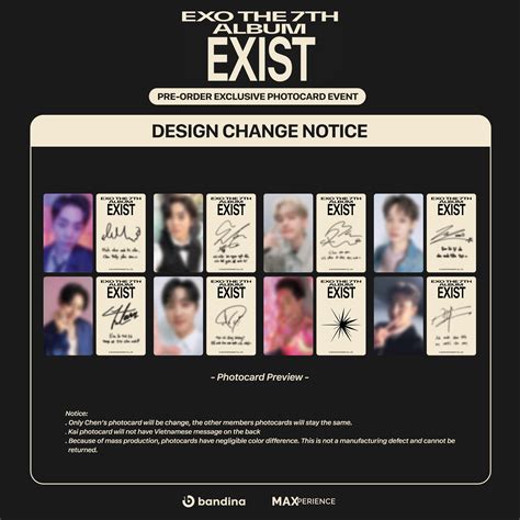 PHOTOCARD EVENT EXO The 7th Album EXIST Photo Book Ver BANDINA