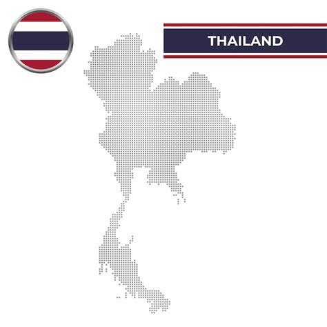 Premium Vector Dotted Map Of Thailand With Circular Flag