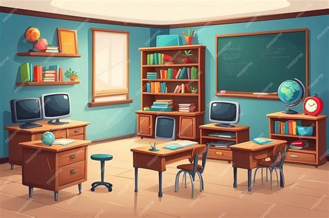 Premium Photo Set Of Cartoon Classroom Furniture Vector Illustration Isolated On White Background