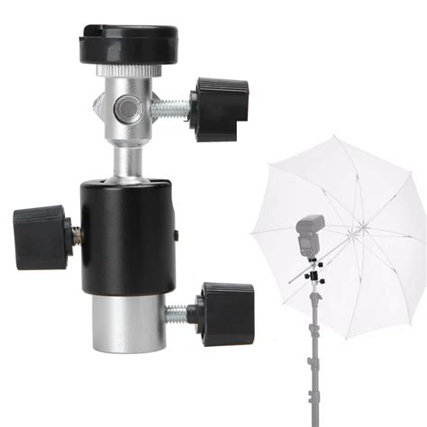 360 Degree Camera Flash Hot Shoe Adapter Umbrella Holder Swivel Light Stand Bracket Tripod 1 4 3