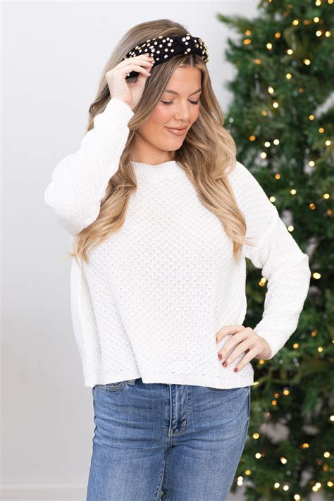 Ivory Textured Raglan Sleeve Sweater · Filly Flair