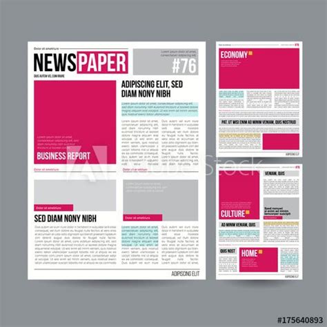 Tabloid Newspaper Design Template Vector Images Articles Business