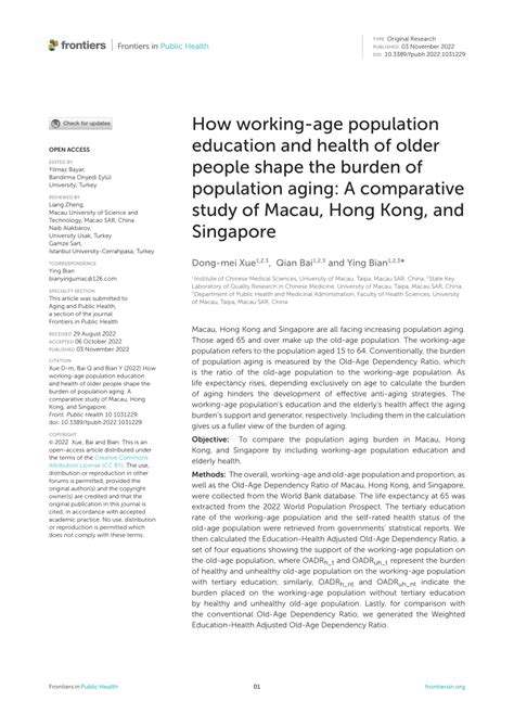 PDF How Working Age Population Education And Health Of Older People