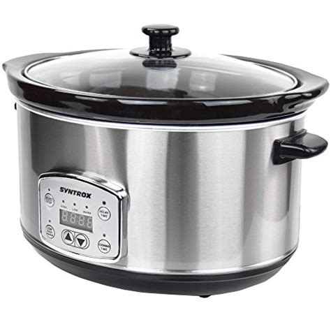 Syntrox Germany Liter Digitaler Edelstahl Slow Cooker Mit Timer Und