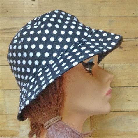 French 1970s Women Summer Cotton Polka Dots Bucket Hat Black And White Made In France New