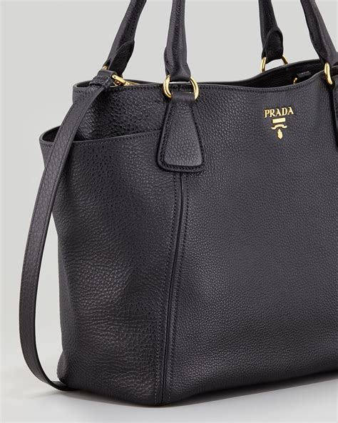 Prada Daino Side Pocket Tote Bag in Black - Lyst