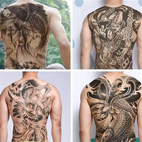 Large Black Carp Tattoos Men And Women Waterproof Big Temporary Tattoo