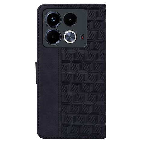 For Infinix Note G Geometric Embossed Leather Phone Case Black