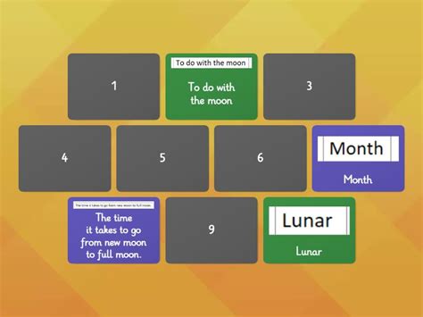 What is a lunar calendar? - Matching pairs