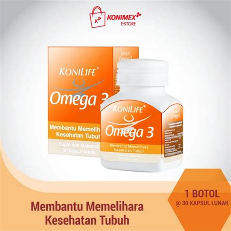 Konilife Omega 3 Food Supplement Botol 30 Softcapsule Minyak Ikan Dosis