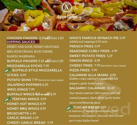 Nino's Pizza menu in Cranston, Rhode Island, USA