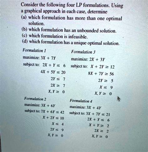 Solved Consider The Following Four Lp Formulations Using The