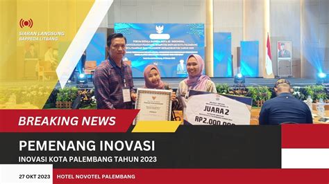 Penghargaan Pemenang Inovasi Kota Palembang Tahun Bappeda Litbang