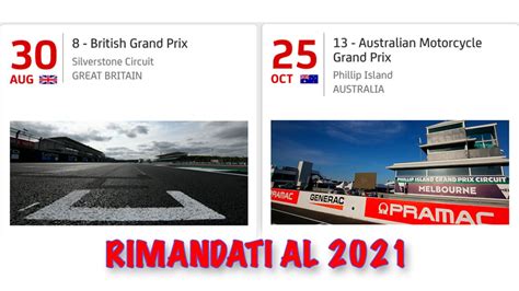 MotoGP Cancellati I GP DInghilterra E DAustralia