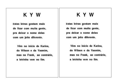 Palavras Com W Y K Em Portugues - Alfabeto K-Y-W com as Letras iniciais das palavras · Alfabetização Blog