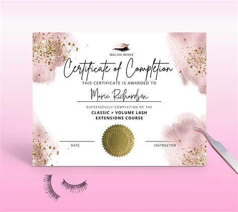 LASH CERTIFICATE Training Class Certificate Lash Class Lash Etsy