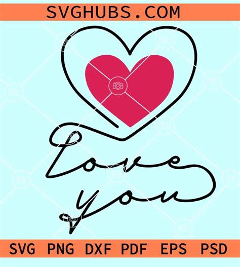 Love You Heart Scribble SVG Scribble Heart SVG Valentine SVG