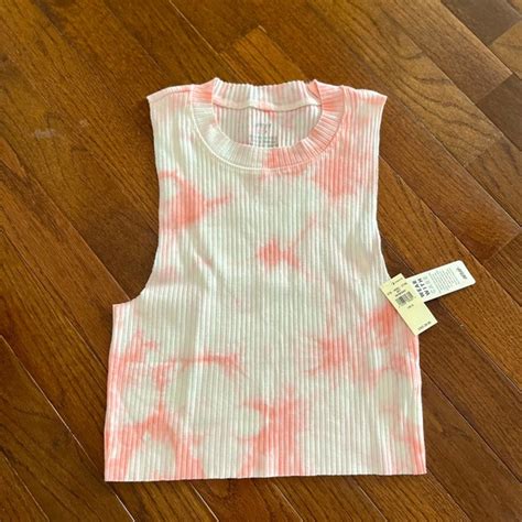 Aerie Tops Nwt Pink And White Tye Dye High Neck Tank From Aerie