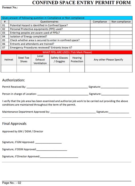 Confined Space Permit Template