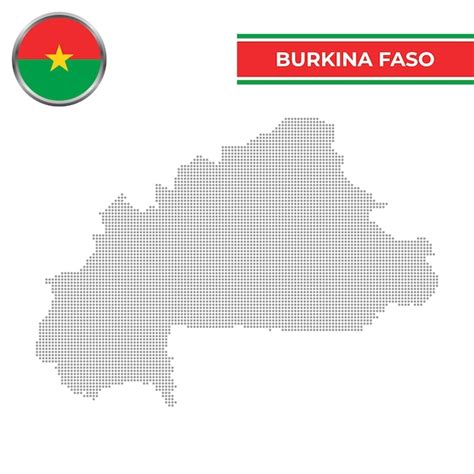 Premium Vector Dotted Map Of Burkina Faso With Circular Flag