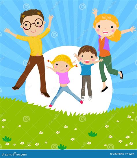 Familia con dos niños ilustración del vector Ilustración de adulto