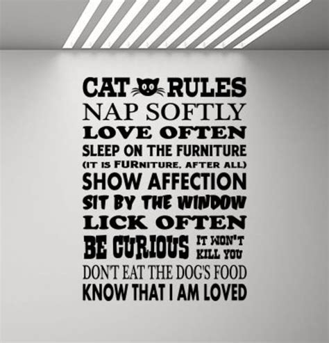 Cat Rules Sign Wall Decal Cat Wall Decal Cat Rescue Poster Cat Etsy