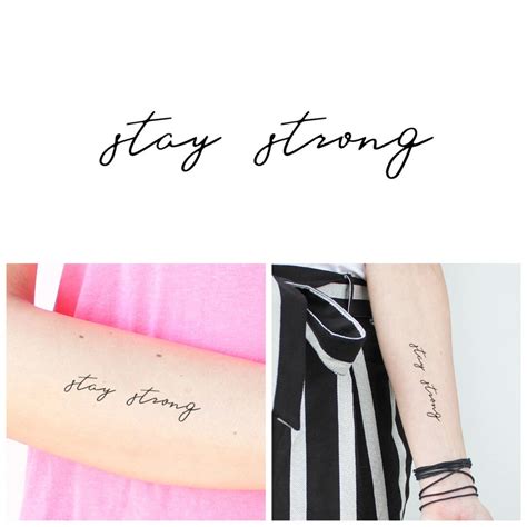 Stay Strong set of 2 Temporary Tattoo / Quote Temporary Tattoo / Script ...