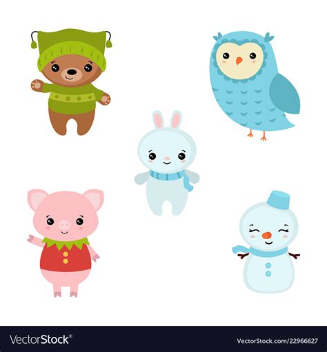 Set of christmas characters Royalty Free Vector Image