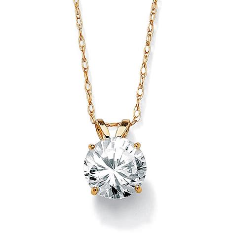 Palmbeach Cz 10k Yellow Gold Cubic Zirconia Solitaire Necklace Classic