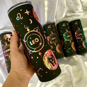 Leo Zodiac Astrology Tumbler Holographic Astrology Cup Coffee Cup