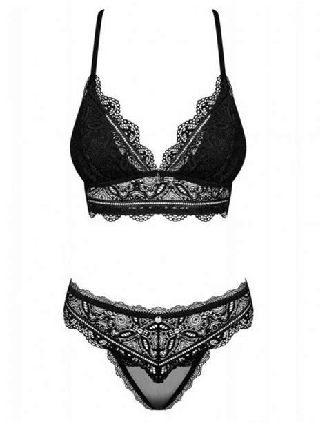 Ensemble de lingerie coquine deux pièces noires Renelia