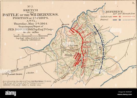 Battle of the Wilderness 1864 map Stock Photo - Alamy