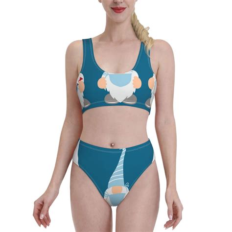 Haiem Nurse Doctor Gnomes Women S High Waisted Bikini Set Two Piece Bathing Suits High Cut