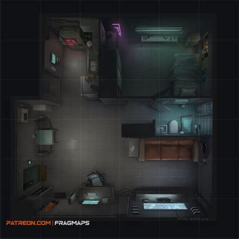 Arcology Apartment Ttrpg Battle Map For Cyberpunk Cyberpunk House