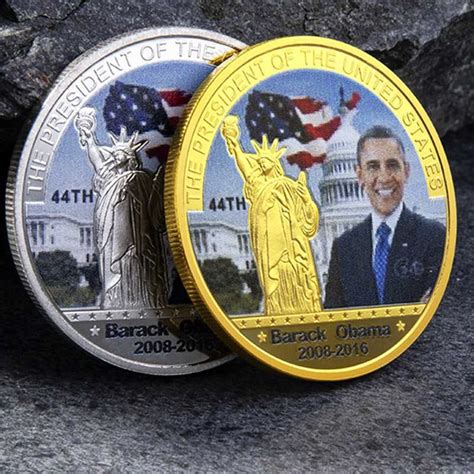 Us American 44th President Barack Obama Silver Gold Plated Eagle Commemorative Coin Non