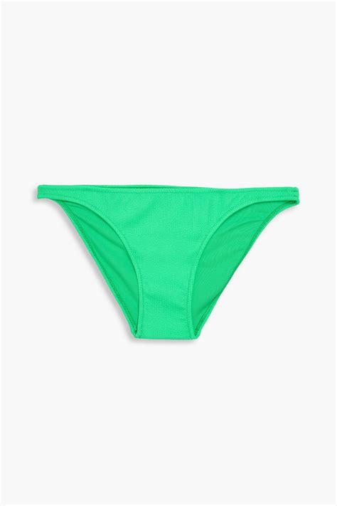 Melissa Odabash Ibiza Stretch Seersucker Low Rise Bikini Briefs In Bright Green Modesens