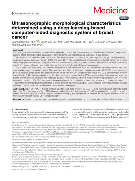 Pdf Ultrasonographic Morphological Characteristics Determined Using A