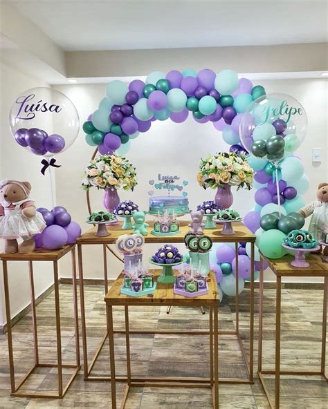 Decoracao Cha Revelacao Lilas E Verde
