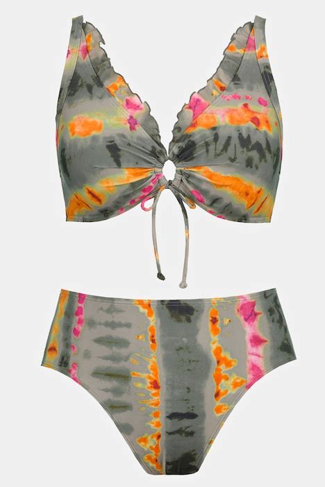 Bikini Batikstreifen Rüschen Softcups Bikinis Tankinis Bademode