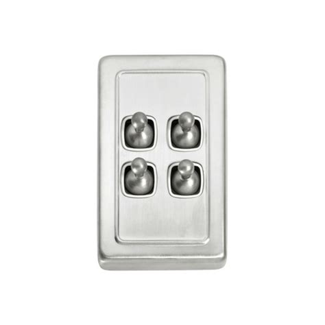 Gang Flat Plate Toggle Switches W Mm White Rim Satin Chrome