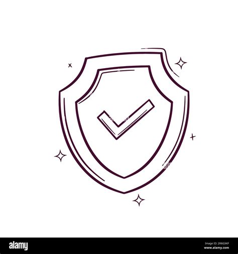 Escudo dibujado a mano con marca de verificación Doodle Vector Sketch